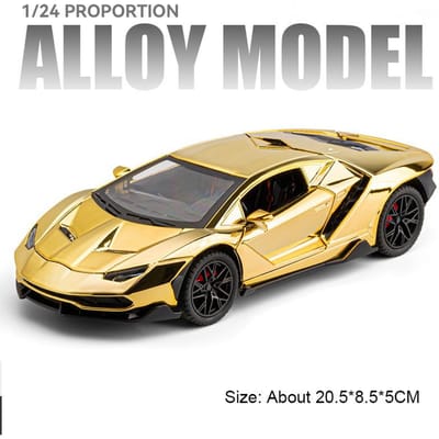 1:Modèle Réduit de Voiture de Sport Lp770 Revuelto Échelle 1/24 Jouet Aileron Arrière Réglable Modèles Supercar Amortisseurs Pour Cadeaux de Fête beige