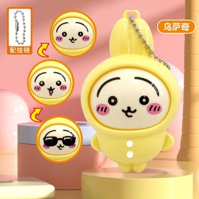 Chiikawa Anime Gezichtswisselend Speelgoed – Drukken Om Expressie Te Veranderen Sleutelhanger Figuur Hachiware Usagi Kawaii Cadeau Verzamelobject Speelgoed yellow