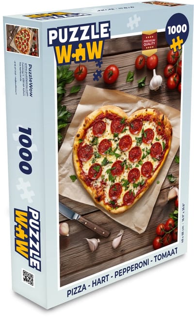 Puzzel Pizza - Hart - Pepperoni - Tomaat - Legpuzzel - Puzzel 1000 stukjes volwassenen