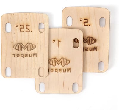 Guitar Neck Shims van massief esdoornhout, verstelbaar in 0.25, 0.5 en 1 graad voor optimale actie en intonatie