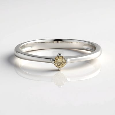 Cavill - Zilveren ring met I3 Champagne Diamant 0,068 ct - 925 Sterling Zilver Gerhodineerd - Ronde Briljant uit Afrika - Minimalistisch en Elegant