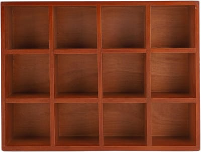 Vintage Wandplank met 12 Compartimenten voor Sieraden en Verzamelobjecten, Stevige en Elegante Opbergoplossing voor Mokken en Figuren