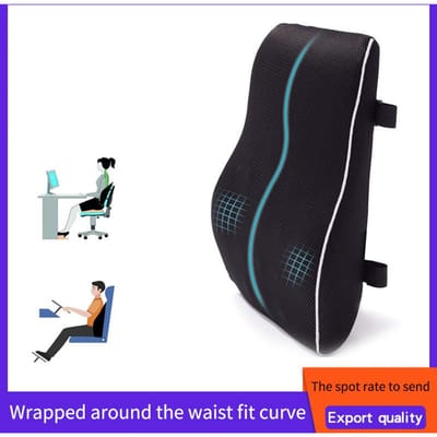 1 stuks Geheugenschuim Antislip Autostoelkussen voor Kantoor- en Gamestoelen - Ondersteunt Lendengebied en Taille - Zacht en Comfortabel black