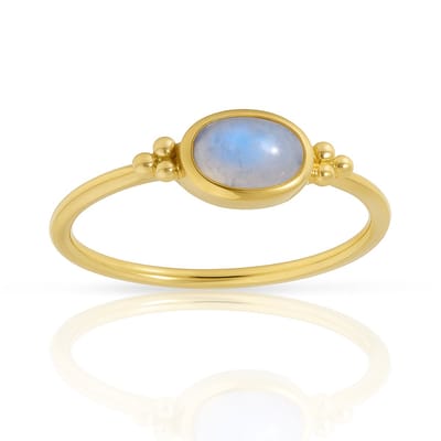 Natuursieraad - 925 sterling zilver maansteen goldplated ring maat 16.50 mm - boho edelsteen sieraad - handgemaakt