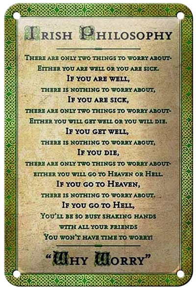 Blechschild Spruch 12x18cm Irish Philosophy there are only