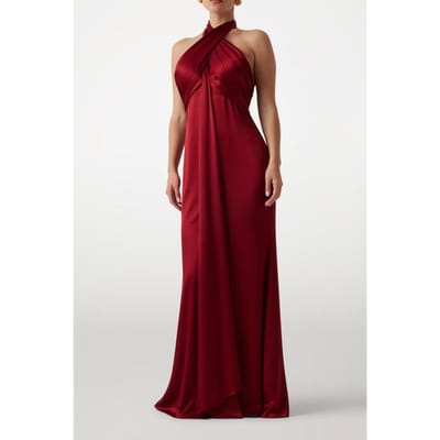GUESS Aretha Halter Knot L Dark Jam Red Taglia: 38 | Maxi abiti Outlet | Donna | Rosso