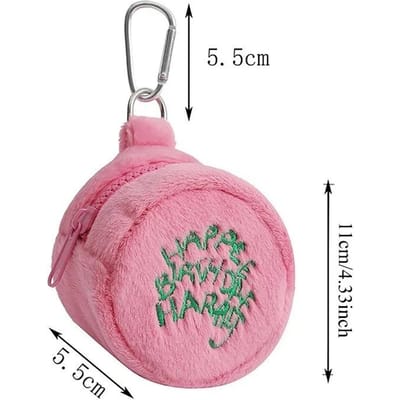Mignon Sac Gâteau Rose en Peluche, Mini Porte-Monnaie, Rangement Multifonctionnel Pour Câbles d'Écouteurs et Cartes, Petit Portefeuille Mignon Portable Pour Femme