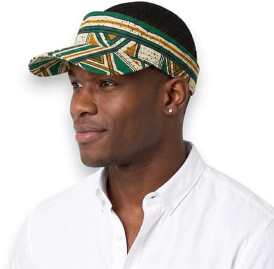 Zonneklep / Pet met Afrikaanse print - Zonnecap - Zomerpet - Sun visor - Groen Bogolan Heritage