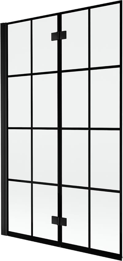 Mexen Mist badwand 2-delig linkshandig 110 x 150 , zwart raster, zwart - 8A9-110-002-70-77-L