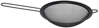 Gerimport Keuken vergiet met handvat - zwart - metaal - 18 cm - afgiet zeef