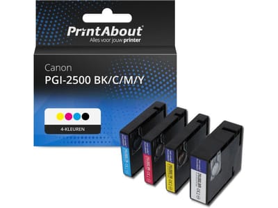 PrintAbout huismerk Inktcartridge PGI-2500 BK/C/M/Y 4-kleuren Multipack Geschikt voor Canon