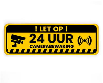 Bord Camerabewaking - geel - Weerbestendig Aluminium - 40x15 cm - Bevestiging: Zonder bevestiging (alleen het bord)
