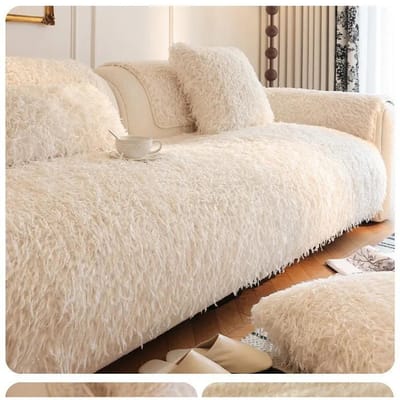 Pluche Comfortabele Hoes Woonkamer Warm Winter Sofa Handdoek Universele Antislip Mat Sofa Deken Bank Kussen Verdikken Fluweel Sofa 70x70cm 1pcs white
