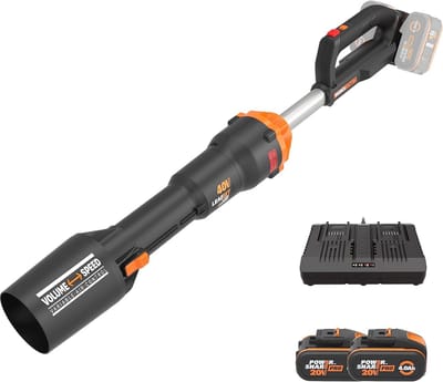 Accubladblazer met borstelloze motor - 40V, 2 x 4Ah accu's en dubbele oplader