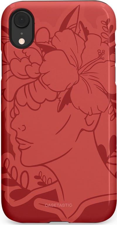 Casetastic hoesje geschikt voor Apple iPhone XR - Dubbellaagse bescherming - Bloemenfluistering - Fashion Case - Koraal Terracotta