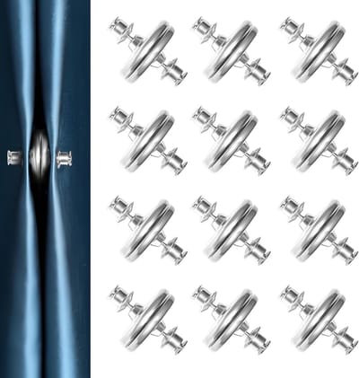 12 Paar Magnetische Gordijnhouders, Magneten voor Douchegordijnen, Rustvrije Sluiting voor Gordijnen, Ideaal voor Slaapkamer en Woonkamer