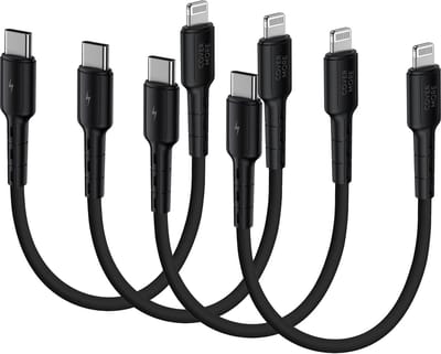 Voordeelpak oplaadkabels geschikt voor iPhone kabels - 4 stuks - Kort - 30cm - Zwart