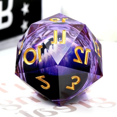 Paarse 20-zijdige dobbelsteen met drakenoog, perfect voor Dungeons and Dragons, inclusief luxe geschenkdoos en unieke ontwerpen