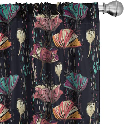 ABAKUHAUS Tulpen gordijnen – 2-delige set 75x175 cm – microvezel – veelkleurig