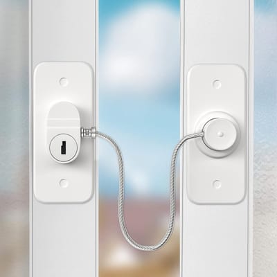 Raamslot-raambegrenzer-raambeveiliging-2-pack multifunctionele raambegrenzers - Raamsloten zonder boren - Kinderbeveiligingskabelsloten - Voor de veiligheid van kinderen - 2 stuks