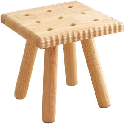Voetenbank Houten - Luxe Poef - Ontspannen Zitten - Veerkrachtig Schuim - 13 x 13 x 13 cm - Naturel
