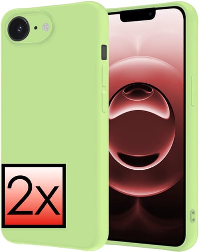 Hoesje - 2 Stuks - Geschikt voor Apple iPhone 16e / 17e - Sterk & Shockproof - Case Siliconen - Back Cover - Telefoon Hoes - Groen