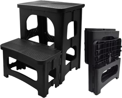 Famanu – Opvouwbare 2-traps trapladder met antislip treden draagbaar ontwerp en eenvoudig op te bergen