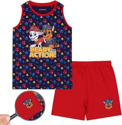 Paw Patrol Marshall Chase - Jongenspyjama met bandjes, Marineblauw-rode zomerpyjama