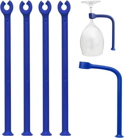 Siliconen Wijnglazen Houder - Vaatwasser Accessoire - Glazen Beschermen - Verstelbare Stang - 4 Stuks - Blauw