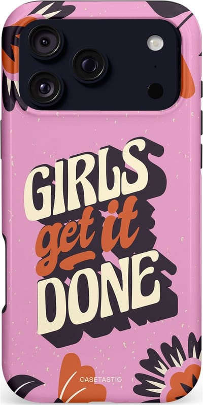Casetastic hoesje geschikt voor Apple iPhone 17 Pro Max - MagSafe - Dubbellaagse bescherming - Girls get it done - Fashion Case - Lila Donkergrijs Terracotta