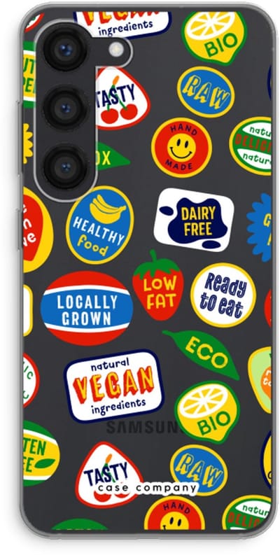 Case Company® - Hoesje geschikt voor Samsung Galaxy S23 hoesje - Fruitsticker - Soft Cover Telefoonhoesje - Bescherming aan alle Kanten en Schermrand