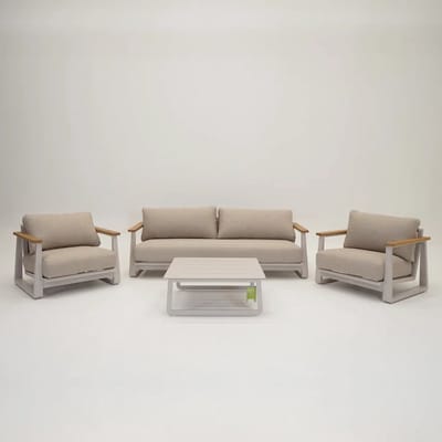 Loungeset Leather II creme/beige