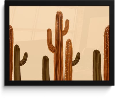 Poster in lijst - Fotolijst 40x30 cm - Posters - Cactus - Woestijn - Zand - Bruin - Posterlijst zwart - Decoratie - Wanddecoratie woonkamer - Muurdecoratie slaapkamer