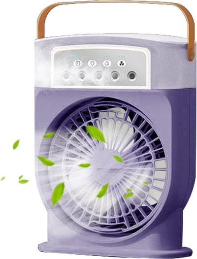 Mist ventilator - Vernevelaar Koeler - Buiten verkoeling - 600ml Tank - 28 cm hoog - Paars