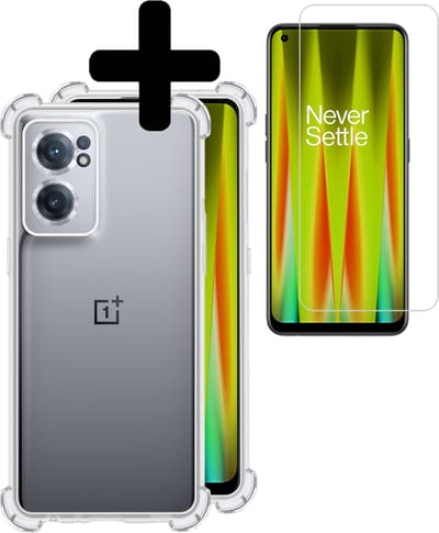 Hoesje - Met Screenprotector - Geschikt voor OnePlus Nord CE 2 - Sterk & Shockproof - Siliconen Case - Back Cover - Telefoon Hoes - Shock Proof - Telefoonhoesjes - Transparant