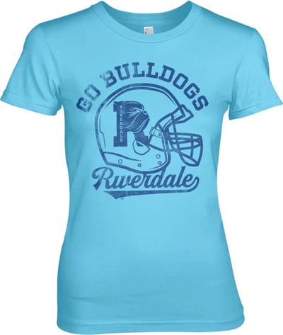 Riverdale Go Bulldogs Vintage Girly T-shirt voor dames, hemelsblauw