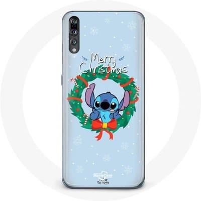 Coque pour Huawei P20 - MANIACASE - Stitch neige joyeux Noël - Souple - Mixte - Bleu bleu