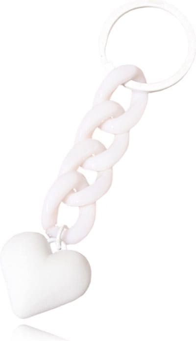 Sleutelhanger 4 grote Schakels & Hart - Wit