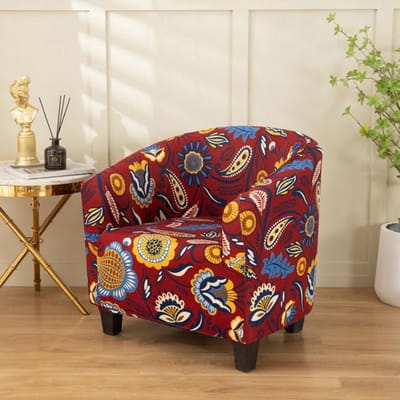 Housse de fauteuil club Housse de fauteuil tonneau extensible Housse de fauteuil baignoire imprimée Housse de canapé en élasthanne souple Housse amovible 1 piece