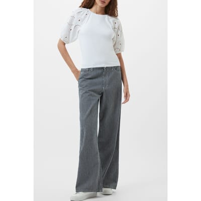 French Connection Rosana Anglaise Top Linen White Size: XS | Formal pants Outlet | Dames | Grijs