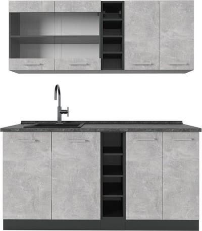 Vicco R-Line Eenpersoonskeuken – 160 cm, WB Antraciet Beton/antraciet