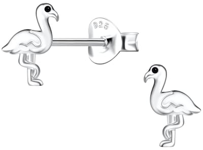 Joy|S - Zilveren vogel oorbellen - flamingo - sterling zilver 925 - 6 x 8 mm - kinderoorbellen