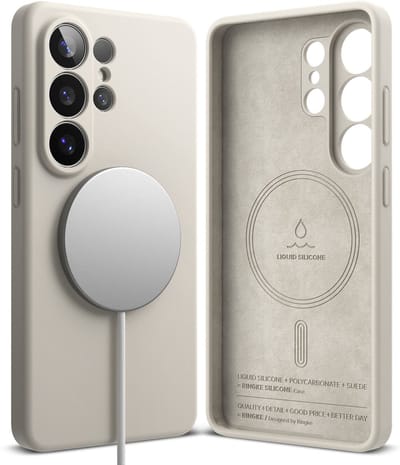 Ringke Silicone Magnetic Hoesje Geschikt voor Samsung Galaxy S26 Ultra | Compatibel met MagSafe / Qi2 | Back Cover met Magneet | Zacht Siliconen | Slank Design | Grijs