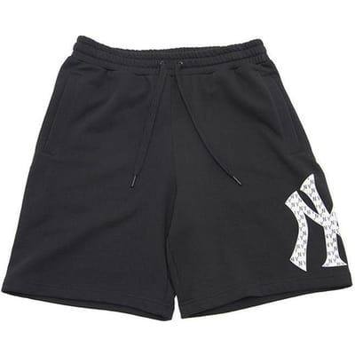 MLB New York Yankees Serie Logo Print Trekkoord Rechte Casual Shorts Unisex shorts Zwart 3ASPM0143-50BKS XS white