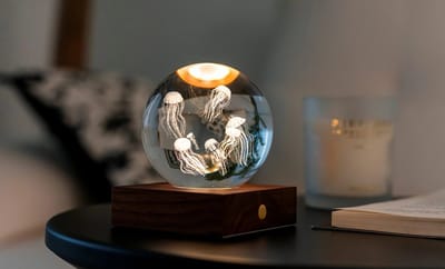 Gingko - Amber Crystal Ball Night Light - Jellyfish - Kwallen