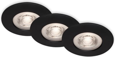BRILONER - LED inbouwspots inbouwspot badkamerlamp memory functie set van 3 dimbaar zwart 4,9W IP44 Ø9cm