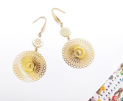 Jeannette-Creatief® - Chique - Goud Filigraan Oorbellen Rond - Filigraan - Goudkleurige Oorbellen - Oorbellen dames - Filigraan Oorbellen