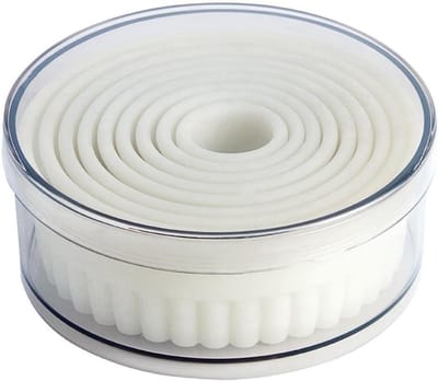 Gebak Ringen Set - Koekjes Snijders - Bakken Thuis - Gekarteld Rand Design - 9 Stuks 20-100mm - Naturel