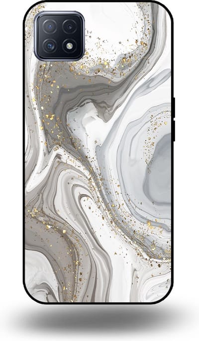 Smartphonica Telefoonhoesje geschikt voor OPPO A53 5G / A72 5G / A73 5G met marmer opdruk - TPU backcover case marble design - Zilver geschikt voor Oppo A53 5G;Oppo A72 5G;Oppo A73 5G