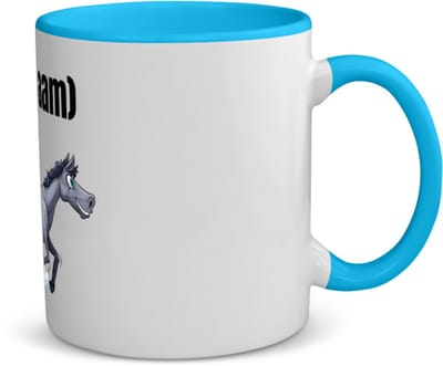 Akyol - rennend paard met eigen naam koffiemok - theemok - blauw - Paarden - paarden liefhebbers - iemand die houdt van paarden - verjaardag - cadeau - kado - 350 ML inhoud